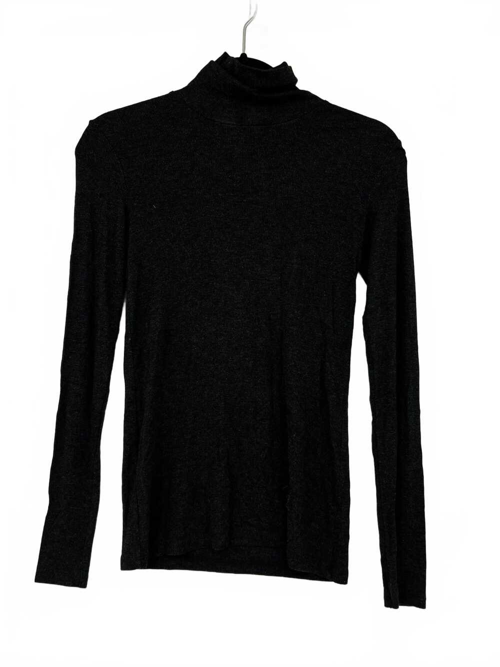 Atm Ribbed Turtle Neck Tee | Gray Knit Top, One Size Regular